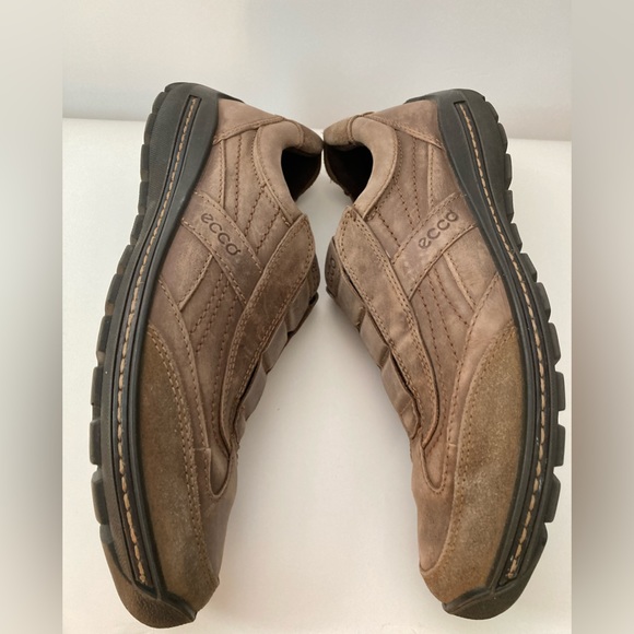 *ECCO Brown Weathered Distressed Leather & Suede Slip on Loafer Shoes main image 5